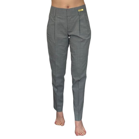 Club Monaco Heather Gray Pleated Pencil Leg Wool Pant - Picture 1 of 8